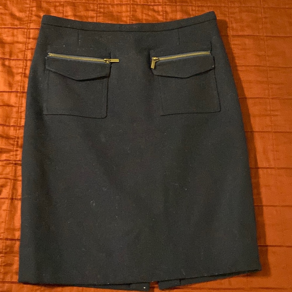 J Crew ✏️ Pencil Skirt: Navy Wool - Size 6